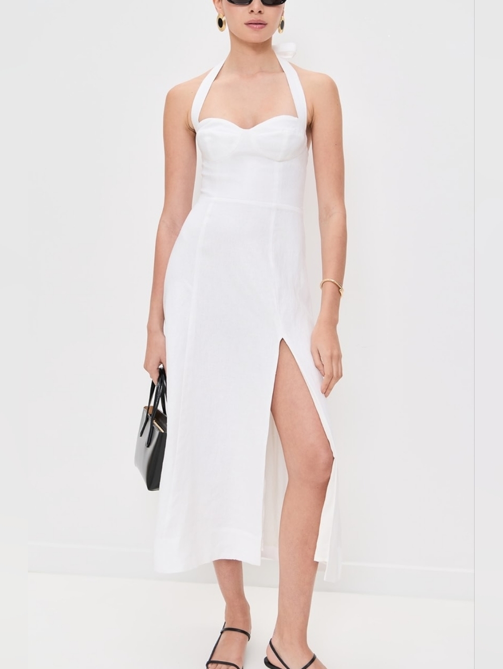 Reformation Tala White Halter Midi Dress